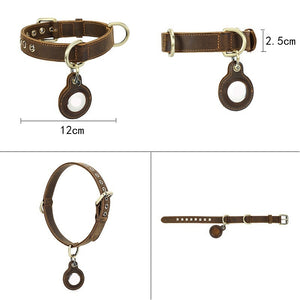 Retro Double-sided Cowhide Dog Collar