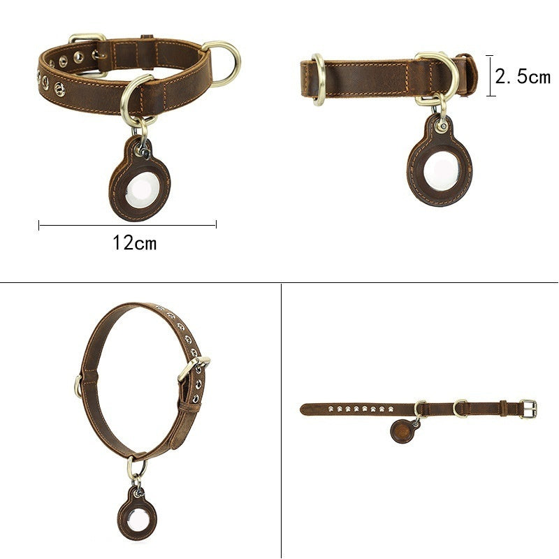 Retro Double-sided Cowhide Dog Collar