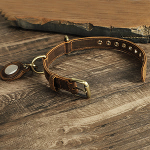 Retro Double-sided Cowhide Dog Collar