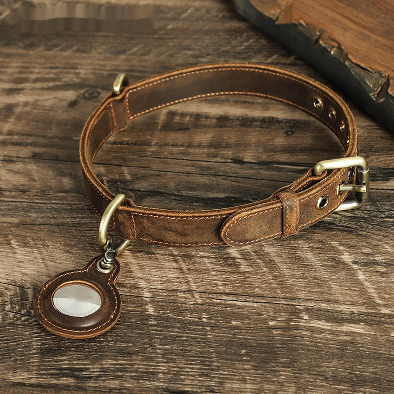 Retro Double-sided Cowhide Dog Collar